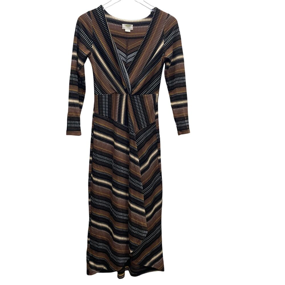 Anthropologie Maeve Striped Wrap Midi Dress Size XS - Picture 2 of 10